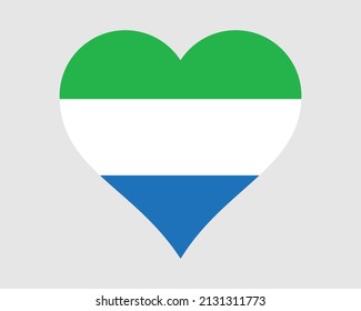 Sierra Leone Heart Flag. Sierra Leonean Love Shape Country Nation National Flag. Republic of Sierra Leone Banner Icon Sign Symbol. EPS Vector Illustration.