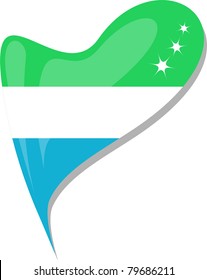 sierra leone in heart. Icon of sierra leone national flag. vector