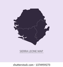 Sierra Leone - High detailed map violet outline map with caption on violet background.Abstract design vector illustration eps 10.