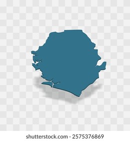 Sierra Leone high detailed vector representation of country silhouette. 3D map on transparent background with dropped shadow. For educational, decorative, or informational use.