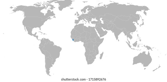 Sierra leone highlighted on world map. Light gray background. African country. Business concepts, diplomatic, trade, travel and economic relations.