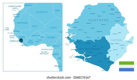 Sierra Leone - highly detailed blue map. Vector illustration