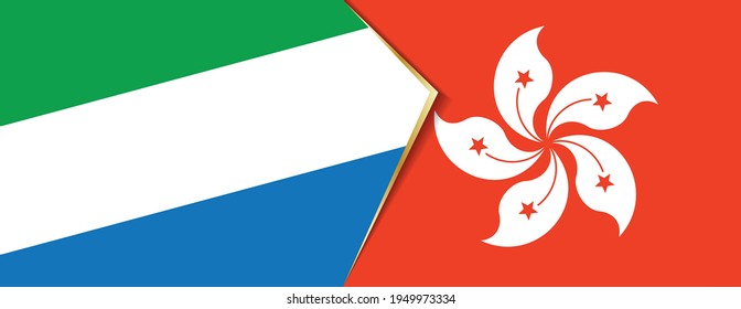 Sierra Leone and Hong Kong flags, two vector flags symbol of relationship or confrontation.