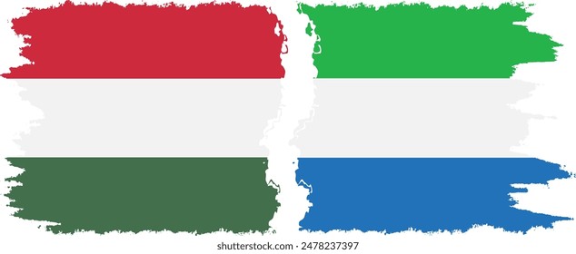 Sierra Leone and Hungary grunge flags connection, vector