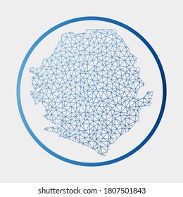 Sierra Leone Symbol. Netzwerkkarte des Landes. Rundzeichen Sierra Leone mit Farbverlauf-Ring. Technologie, Internet, Netzwerk, Telekommunikationskonzept. Vektorgrafik.