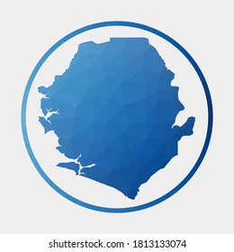 Sierra Leone Symbol. Polygonale Landkarte im Farbverlauf-Ring. Rundzeichen Sierra Leone mit Low-Poly-Schild. Vektorgrafik.
