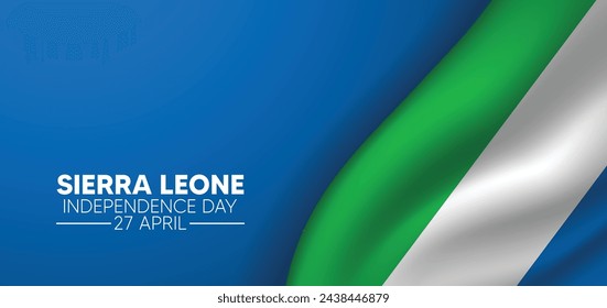 Sierra Leone Independence Day 27 April waving flag vector poster