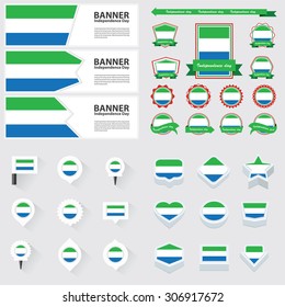 sierra leone independence day, infographic, and label Set.