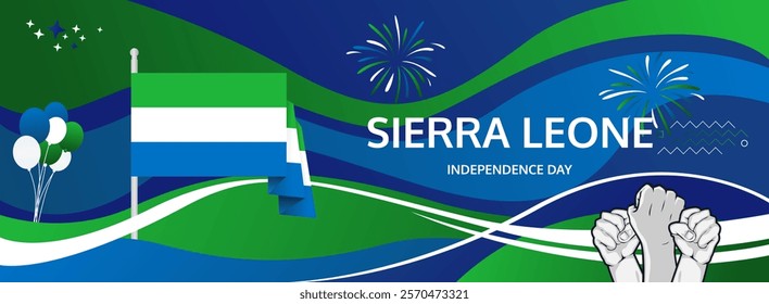 Sierra Leone Independence Day modern greeting banner. 27 April Happy Sierra Leone National Day. Holidays abstract concept. Great for event like carnival, feast poster, support, culture and tourism