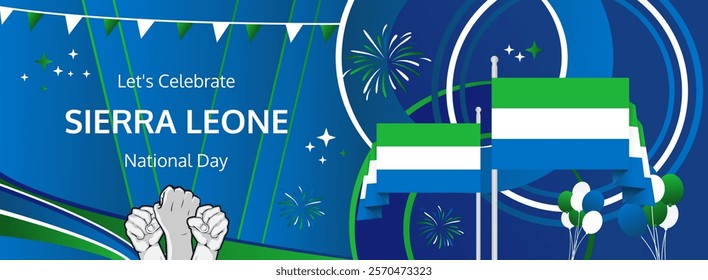 Sierra Leone Independence Day modern greeting banner. 27 April Happy Sierra Leone National Day. Holidays abstract concept. Great for event like carnival, feast poster, support, culture and tourism