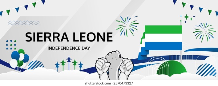 Sierra Leone Independence Day modern greeting banner. 27 April Happy Sierra Leone National Day. Holidays abstract concept. Great for event like carnival, feast poster, support, culture and tourism