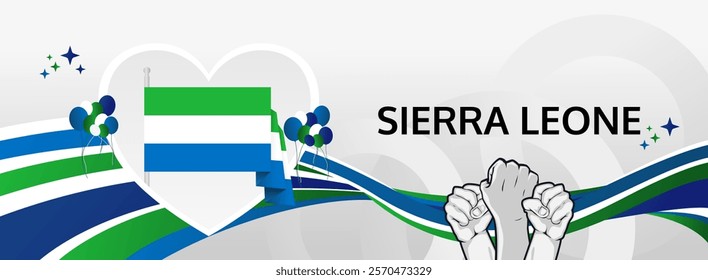 Sierra Leone Independence Day modern greeting banner. 27 April Happy Sierra Leone National Day. Holidays abstract concept. Great for event like carnival, feast poster, support, culture and tourism