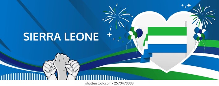 Sierra Leone Independence Day modern greeting banner. 27 April Happy Sierra Leone National Day. Holidays abstract concept. Great for event like carnival, feast poster, support, culture and tourism