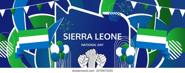 Sierra Leone Independence Day modern greeting banner. 27 April Happy Sierra Leone National Day. Holidays abstract concept. Great for event like carnival, feast poster, support, culture and tourism