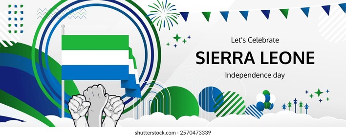 Sierra Leone Independence Day modern greeting banner. 27 April Happy Sierra Leone National Day. Holidays abstract concept. Great for event like carnival, feast poster, support, culture and tourism