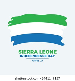 Sierra Leone Independence Day poster vector illustration. Grunge flag of Sierra Leone icon vector. Paintbrush Sierra Leone flag symbol. Template for background, banner, card. April 27 every year