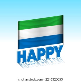 Sierra Leone independence day. Simple Sierra Leone flag and billboard in the sky. 3d lettering template. Ready special day design message.