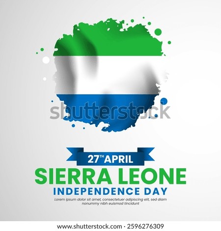 Sierra Leone independence day square banner background with grunge brush national flag background