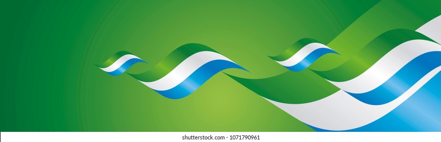 Sierra Leone Independence Day waving flags two fold green landscape background