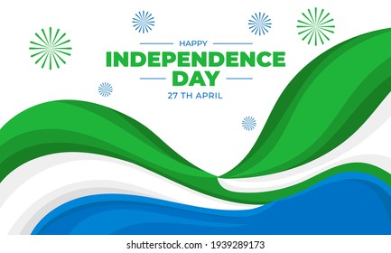 Sierra Leone independence movement day, Patriotic sierra Leone waving flag banner,  post concept for April 27, Vector