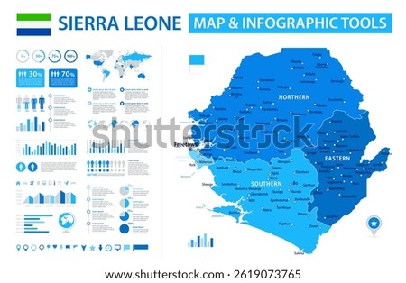 Sierra Leone Infographic Map with Data Visualization Elements - Vector Map of Sierra Leone