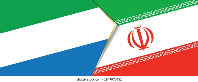 Sierra Leone and Iran flags, two vector flags symbol of relationship or confrontation.