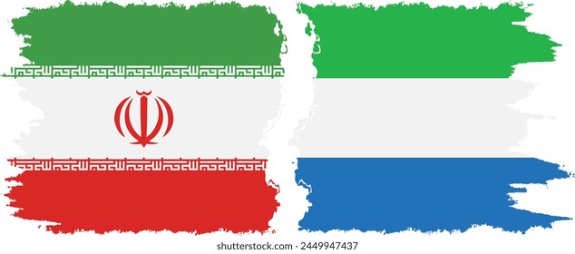 Sierra Leone and Iran grunge flags connection, vector