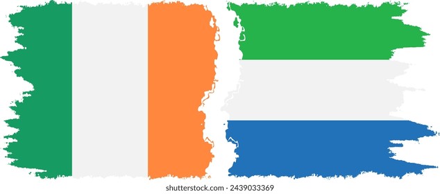 Sierra Leone and Ireland grunge flags connection, vector