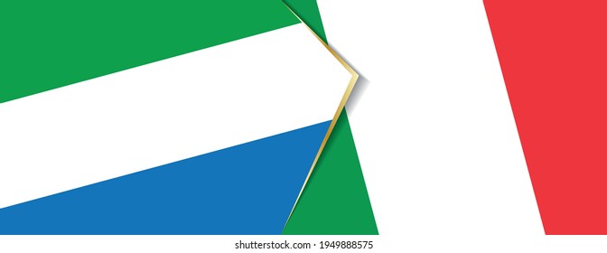 Sierra Leone and Italy flags, two vector flags symbol of relationship or confrontation.