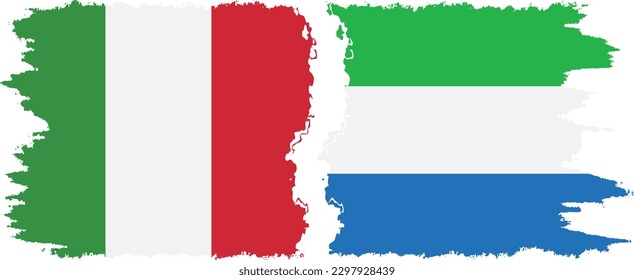 Sierra Leone and Italy grunge flags connection, vector