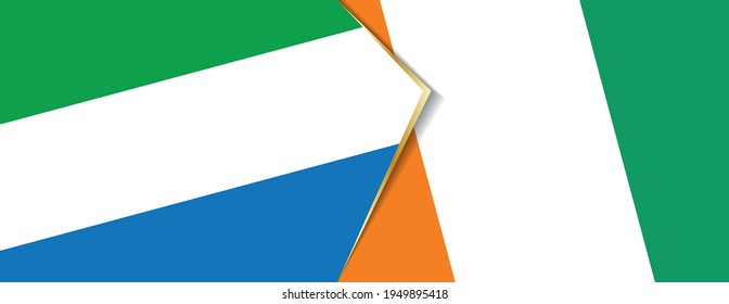 Sierra Leone and Ivory Coast flags, two vector flags symbol of relationship or confrontation.
