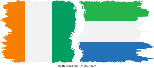 Sierra Leone und Elfenbeinküste Grunge Flaggen Verbindung, Vektorgrafik