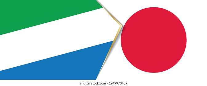 Sierra Leone and Japan flags, two vector flags symbol of relationship or confrontation.