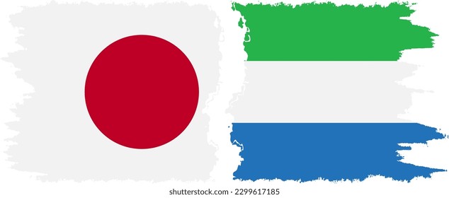 Sierra Leone and Japan grunge flags connection, vector