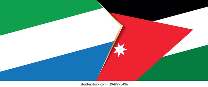 Sierra Leone and Jordan flags, two vector flags symbol of relationship or confrontation.