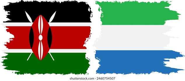 Sierra Leone und Kenia Grunge Flaggen Verbindung, Vektorgrafik