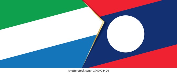 Sierra Leone and Laos flags, two vector flags symbol of relationship or confrontation.