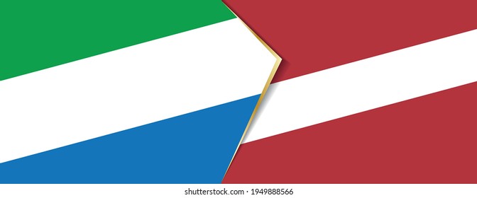 Sierra Leone and Latvia flags, two vector flags symbol of relationship or confrontation.