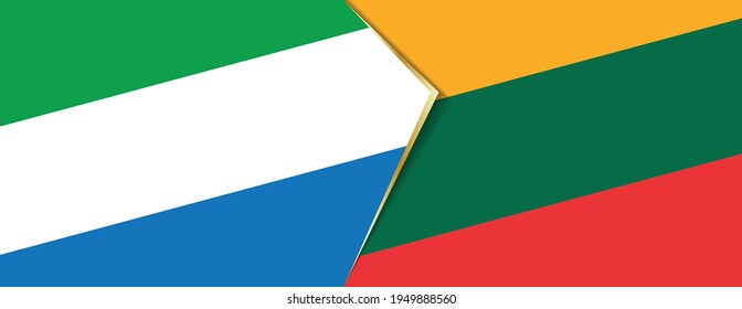 Sierra Leone and Lithuania flags, two vector flags symbol of relationship or confrontation.