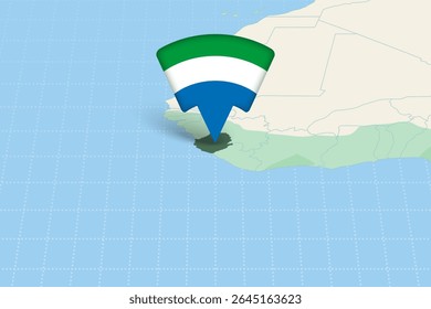 Serra Leoa Localização Destacada no Mapa Africano com Ícone Bandeira. Design detalhado do vetor.
