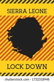 Sierra Leone Lock Down Sign. Yellow country pandemic danger icon. Vector illustration.