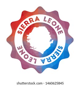 Sierra Leone low poly logo. Colorful gradient travel logo of the country in geometric style. Multicolored polygonal Sierra Leone rounded sign with map for your infographics.