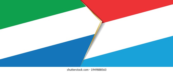 Sierra Leone and Luxembourg flags, two vector flags symbol of relationship or confrontation.
