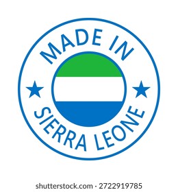 Sierra Leone Made in Stamp im Kreis mit Flagge Vektor Vorlage auf weißem Hintergrund