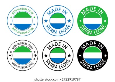 Sierra Leone Made in Stamp im Kreis mit Flagge Vektor Vorlage auf weißem Hintergrund
