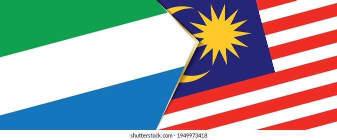 Sierra Leone and Malaysia flags, two vector flags symbol of relationship or confrontation.