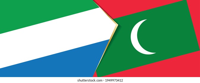 Sierra Leone and Maldives flags, two vector flags symbol of relationship or confrontation.