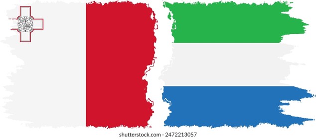 Sierra Leone und Malta Grunge Flaggen Verbindung, Vektorgrafik