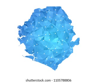 Sierra Leone Map - Abstract geometric rumpled triangular low poly style gradient graphic on white background , line dots polygonal design for your . Vector illustration eps 10.