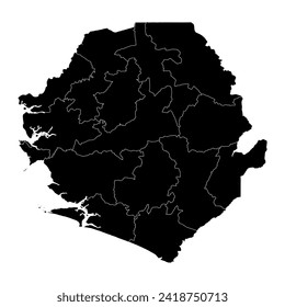 Sierra Leone map with administrative divisions. Vector illustration.